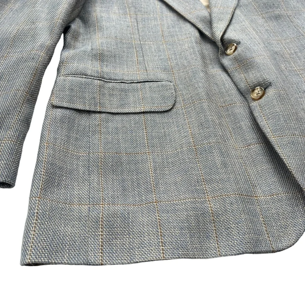 Bowdon Men’s Size 44R Gray Brown Tan‎ Plaid Single Breasted Button Blazer Jacket